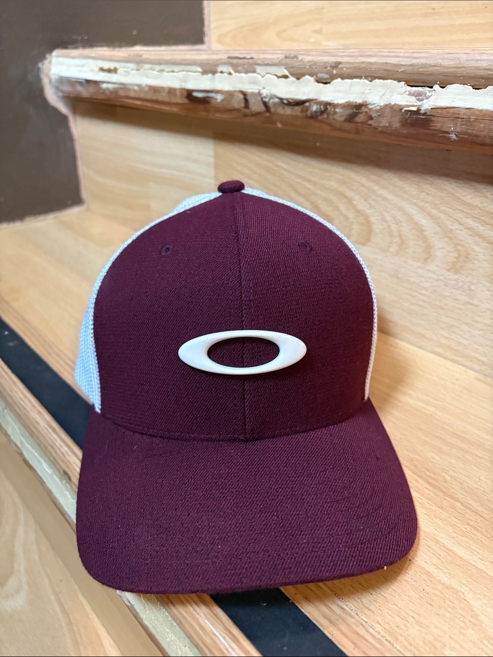 Oakley Maroon and White Mesh Logo Cap